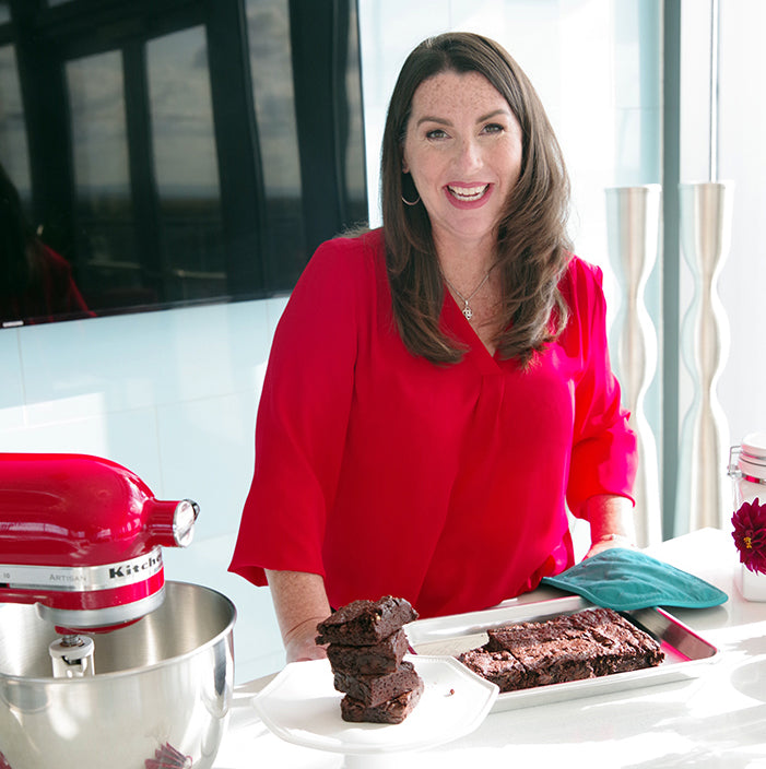 Christine Baker, Founder of The Grain Free Baker, allergen & grain free, chocolate chip & fudge brownies